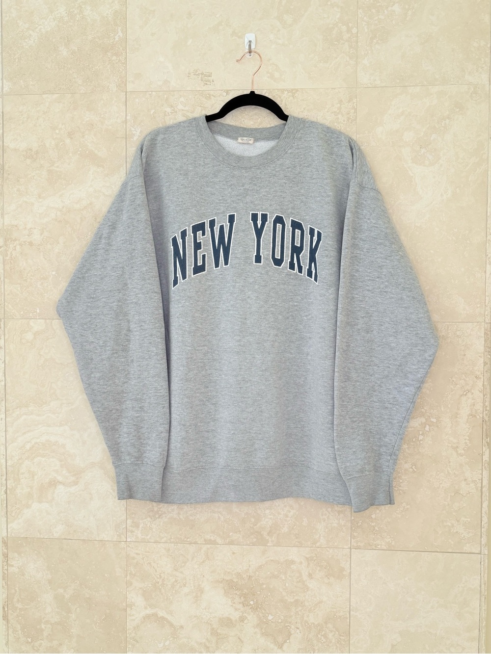 John Galt Gray “New York” Varsity Crewneck Sweatshirt One Size
